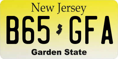 NJ license plate B65GFA