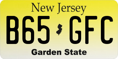 NJ license plate B65GFC