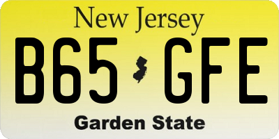 NJ license plate B65GFE