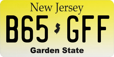 NJ license plate B65GFF