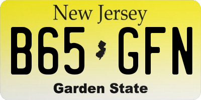 NJ license plate B65GFN