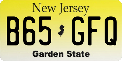 NJ license plate B65GFQ