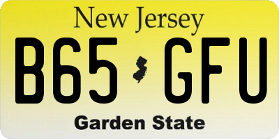 NJ license plate B65GFU