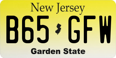 NJ license plate B65GFW