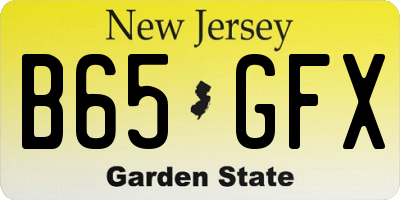NJ license plate B65GFX