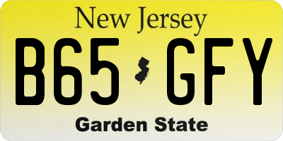 NJ license plate B65GFY