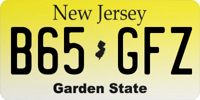NJ license plate B65GFZ