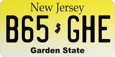 NJ license plate B65GHE