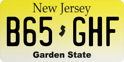 NJ license plate B65GHF