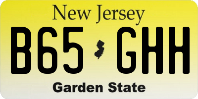 NJ license plate B65GHH