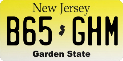 NJ license plate B65GHM