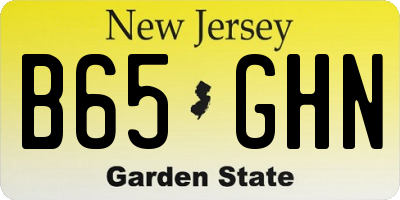 NJ license plate B65GHN