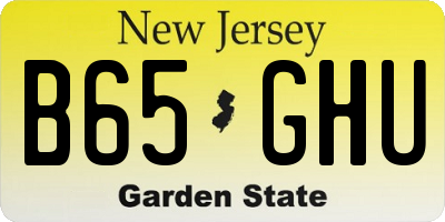 NJ license plate B65GHU
