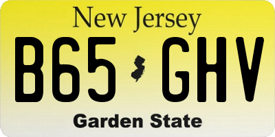 NJ license plate B65GHV