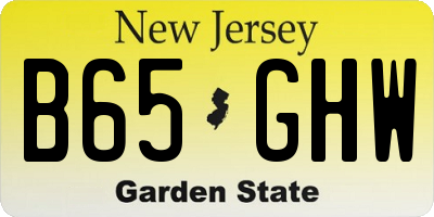 NJ license plate B65GHW