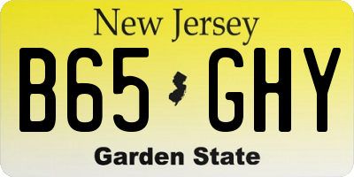 NJ license plate B65GHY