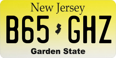 NJ license plate B65GHZ
