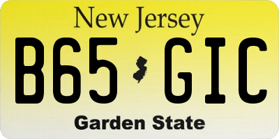 NJ license plate B65GIC