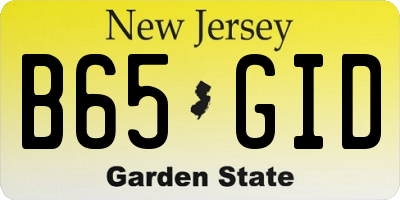 NJ license plate B65GID