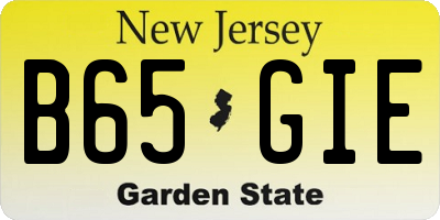 NJ license plate B65GIE
