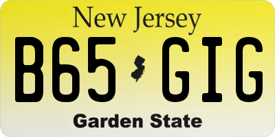 NJ license plate B65GIG