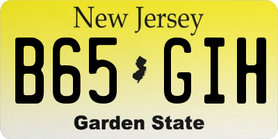 NJ license plate B65GIH