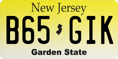 NJ license plate B65GIK