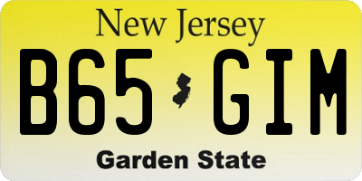 NJ license plate B65GIM