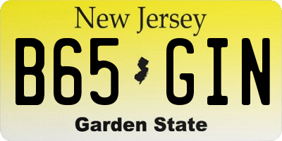 NJ license plate B65GIN