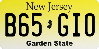 NJ license plate B65GIO