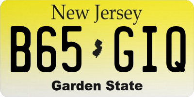 NJ license plate B65GIQ