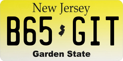 NJ license plate B65GIT