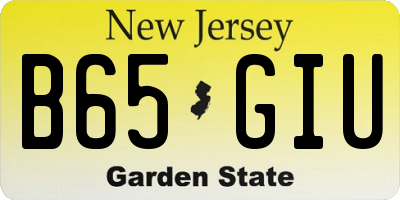 NJ license plate B65GIU