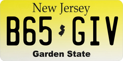 NJ license plate B65GIV
