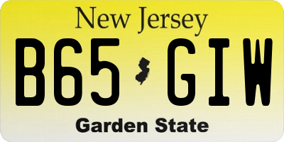 NJ license plate B65GIW