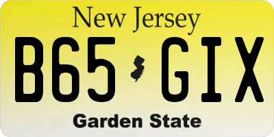 NJ license plate B65GIX