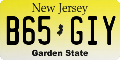NJ license plate B65GIY