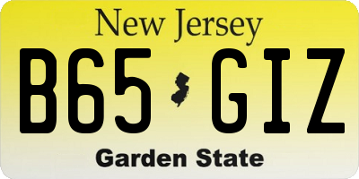 NJ license plate B65GIZ