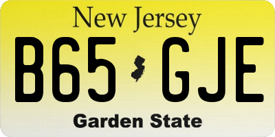 NJ license plate B65GJE