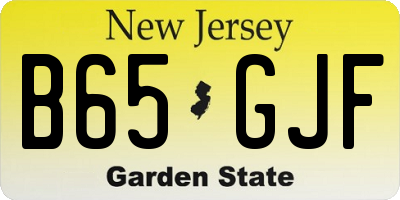 NJ license plate B65GJF