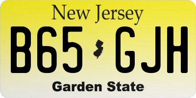 NJ license plate B65GJH