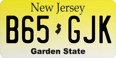 NJ license plate B65GJK