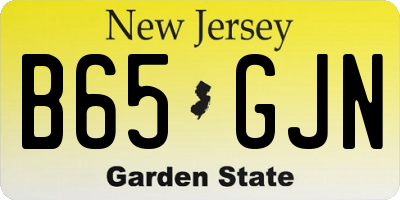 NJ license plate B65GJN