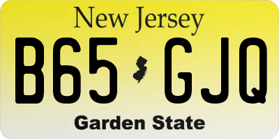 NJ license plate B65GJQ