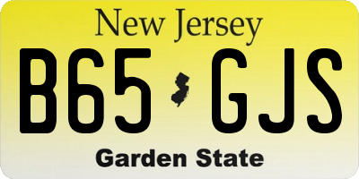 NJ license plate B65GJS