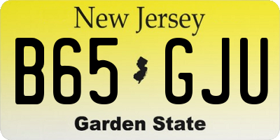 NJ license plate B65GJU