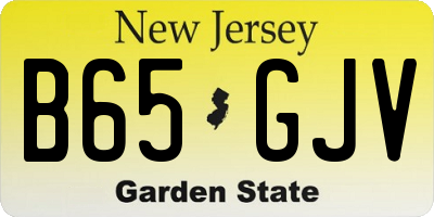 NJ license plate B65GJV