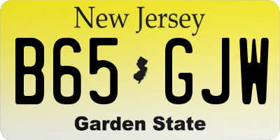 NJ license plate B65GJW