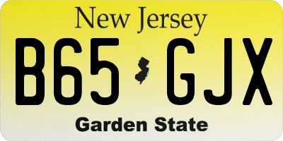 NJ license plate B65GJX