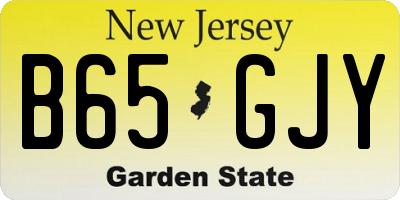NJ license plate B65GJY